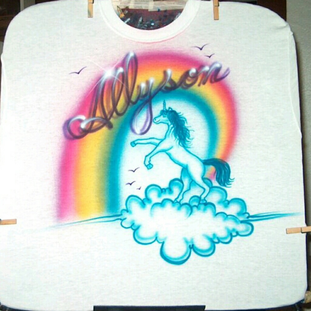COPY - REARING UNICORN Airbrushed T-shirt Custom Made